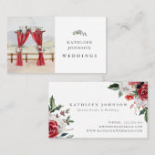 Winter Floral Curtain Backdrop Weddenlijst Visitekaartje (Voorkant / Achterkant)