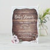 Winter Floral Cute Deer Baby shower Kaart (Staand voorkant)