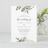 Winter Floral De bruiloft van uitnodiging (Staand voorkant)