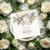 Winter Floral Evergreen Modern Vrijgezellenfeest Servet