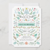 Winter Floral Foliage Kerstmis 1e verjaardag Kaart (Voorkant)