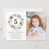 Winter Floral | Foto van Birthday Party Invitation Kaart (Voorkant)