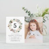 Winter Floral | Foto van Birthday Party Invitation Kaart (Staand voorkant)