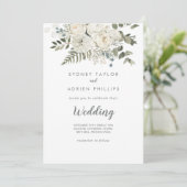 Winter Floral Front and Back Wedding Invitation Kaart (Staand voorkant)