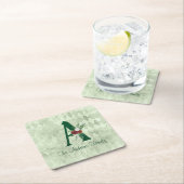 Winter Floral geïllustreerd Letter A Persoonlijk Kartonnen Onderzetters (Insitu)