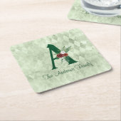 Winter Floral geïllustreerd Letter A Persoonlijk Kartonnen Onderzetters (Schuin)