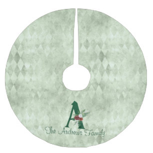 Winter Floral geïllustreerd Letter A Persoonlijk Kerstboom Rok