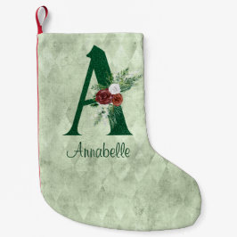 Winter Floral geïllustreerd Letter A Persoonlijk Kleine Kerstsok
