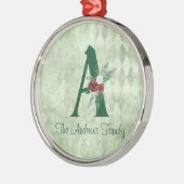Winter Floral geïllustreerd Letter A Persoonlijk Metalen Ornament (Links)