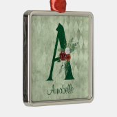 Winter Floral geïllustreerd Letter A Persoonlijk Metalen Ornament (Rechts)