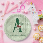Winter Floral geïllustreerd Letter A Persoonlijk Papieren Bordje (Feest)
