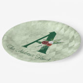 Winter Floral geïllustreerd Letter A Persoonlijk Papieren Bordje (Gekanteld)