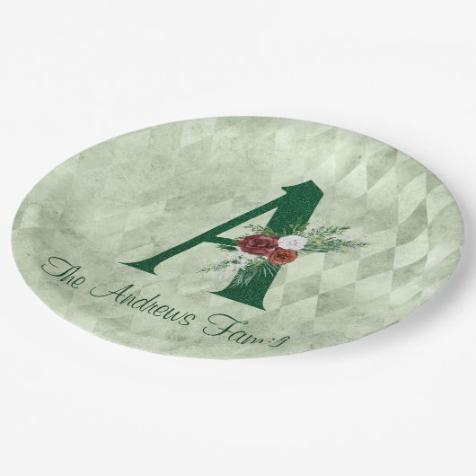 Winter Floral geïllustreerd Letter A Persoonlijk Papieren Bordje (Gekanteld)