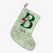 Winter Floral geïllustreerd Letter B Persoonlijk Kleine Kerstsok (Voorkant (Hangend))