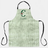 Winter Floral geïllustreerd Letter C Persoonlijk Schort (Voorkant)