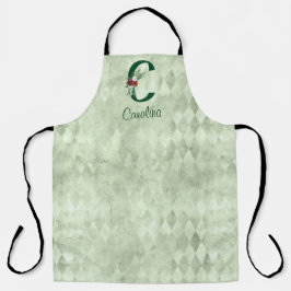 Winter Floral geïllustreerd Letter C Persoonlijk Schort