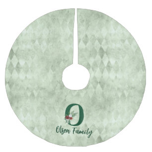 Winter Floral geïllustreerde letter O op persoonli Kerstboom Rok