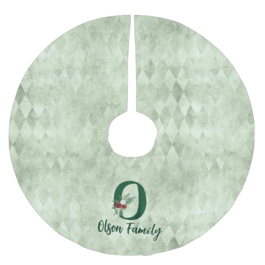 Winter Floral geïllustreerde letter O op persoonli Kerstboom Rok (Voorkant)