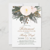 Winter Floral Glitter Uitnodiging tot pensionering (Voorkant)
