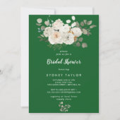 Winter Floral|Green Bridal Shower Invitation Kaart (Voorkant)