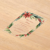 Winter Floral Green Gold Christmas Party Acryl Uitnodigingen (Laagn)