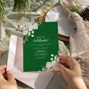 Winter Floral  Green Let's Celebrate Party Kaart
