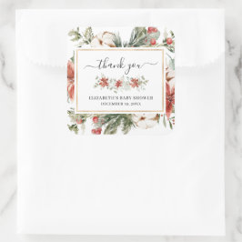 Winter Floral Greenery | Baby shower Favor Vierkante Sticker