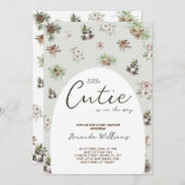 Winter Floral Greenery Baby shower Kaart (Voorkant / Achterkant)