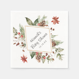 Winter Floral Greenery | Baby shower Napkins Servet