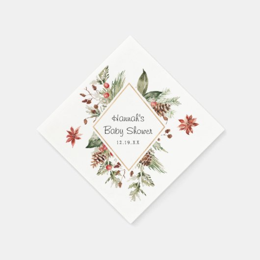 Winter Floral Greenery | Baby shower Napkins Servet (Hoek)