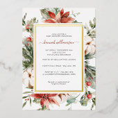 Winter Floral Greenery | KerstBaby shower Folie Uitnodiging (Voorkant)