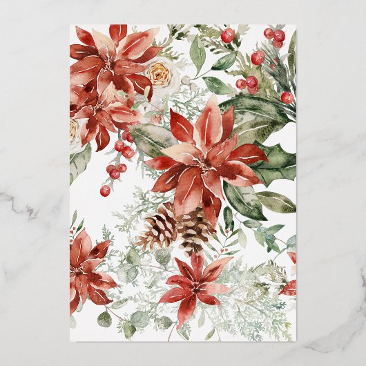 Winter Floral Greenery | KerstBaby shower Folie Uitnodiging (Achterkant)