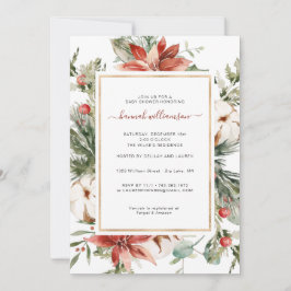 Winter Floral Greenery | KerstBaby shower Kaart