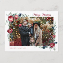 Winter Floral Greenery kerstfoto Briefkaart
