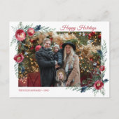 Winter Floral Greenery kerstfoto Briefkaart (Voorkant)