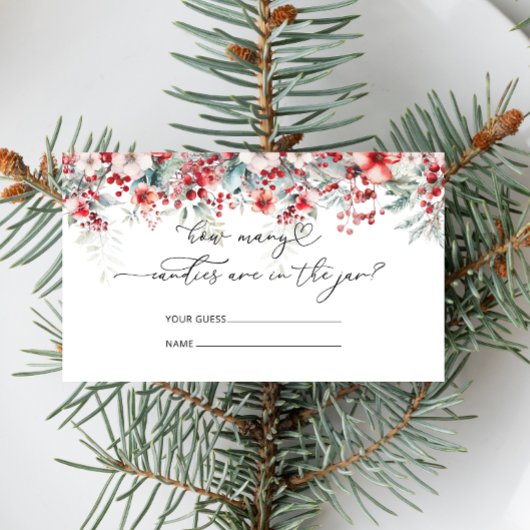 Winter Floral Hoeveel Snoepjes Informatiekaartje