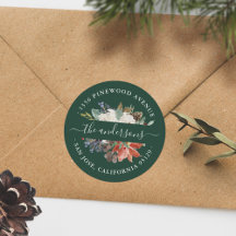 Winter Floral Holiday Adres Envelope Seal