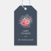 Winter Floral Holiday Gift Label Cadeaulabel (Voorkant)