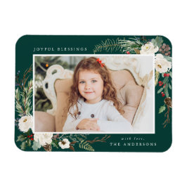 Winter Floral | Holiday Photo Magnet Magneet