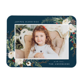Winter Floral | Holiday Photo Magnet Magneet