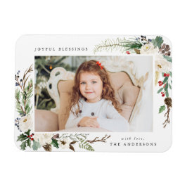 Winter Floral | Holiday Photo Magnet Magneet