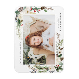 Winter Floral | Holiday Photo Magnet Magneet