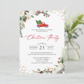 Winter Floral Holly Berries Vrachtkerstfeest Kaart (Staand voorkant)