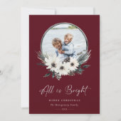 Winter Floral Hoop WreatPhoto Holiday Card (Voorkant)