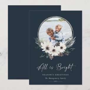 Winter Floral Hoop WreatPhoto Holiday Card