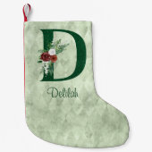 Winter Floral Illustrated Letter D Personalized Kleine Kerstsok (Voorkant)