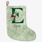 Winter Floral Illustrated Letter E Personalized Kleine Kerstsok (Voorkant)
