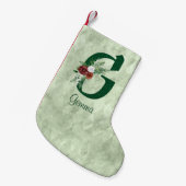 Winter Floral Illustrated Letter G Personalized Kleine Kerstsok (Voorkant (Hangend))
