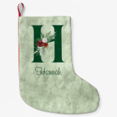 Winter Floral Illustrated Letter H Personalized Kleine Kerstsok (Voorkant)