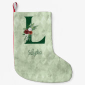 Winter Floral Illustrated Letter L Personalized Kleine Kerstsok (Voorkant)